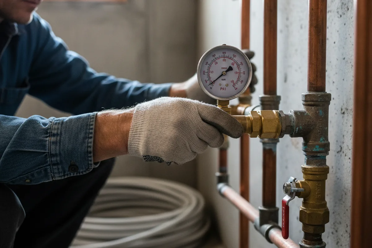 Pressure testing a repaired line during Water Line Repair in Yreka